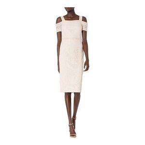 RACHEL Rachel Roy Cold Shoulder Lace Midi Dress Size 6 Pale Pink Floral NWT